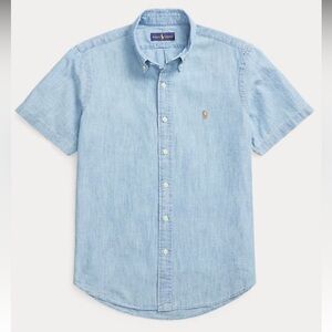Ralph Lauren Blue Chambray Normcore Short Sleeve Shirt w/Pony Men’s M NWOT